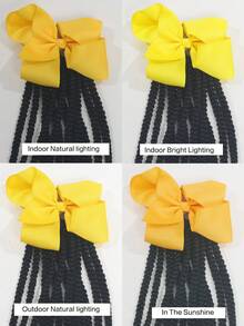 1 buah Wig Anak dengan Jepitan Pita, Ekor Kuda Pendek Mengembang dan Lucu dengan Manik-Manik Warna-warni, Cocok untuk Pemakaian Sehari-hari dan Pesta - Hitam - View 9