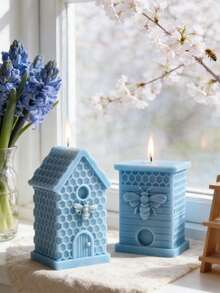 1个3D蜜蜂蜂巢硅胶模具 - 可重复使用，适用于蜂蜡/蜡烛/肥皂、家居装饰、花园摆件、DIY礼品 - 白色 - 查看 5