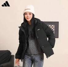 Adidas 女士新款户外防风保暖连帽羽绒服 - 黑色 - 查看 6