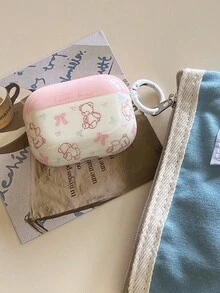 可爱粉色小熊蝴蝶结保护壳，兼容 Pro第二代、新款苹果耳机4/2/3/Pro，创意个性化硅胶防摔软壳