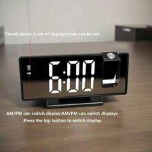 1pc Projector Alarm Clock, Bedroom Ceiling Large-Screen Projected Clock, Digital Clock With 180° Projection Function, 4 Brightness Levels, 12/24-Hour Alarm Projector With Temperature, Date, And Nap Timer - 彩色 - 查看 4