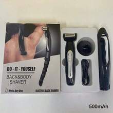 男士双头修剪器，长柄身体及腿部剃刀，带脱毛功能，家用背部及身体脱毛器 - 黑色 - 查看 8