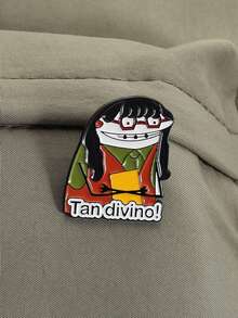 1 pieza "¡Tan divino!" Broche de esmalte con diseño de dibujo animado divertido, accesorio de insignia de personaje divertido, regalo de joyería para amigos - Multicolor - Ver 5