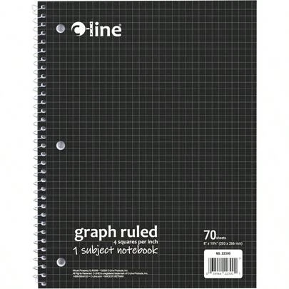 1 - Subject Notebook, Graph Ruled, 4x 4, Black 22300