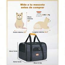 Transportador para Gatos y Perros Portátil de Tela, Mochila Transportadora para Mascotas con Cierres de  con Bloqueo, Transportador Plegable y Transpirable con Tazón Plegable& asiento para perro auto | mascotas perros | cama para perro. - 123 - Ver 5