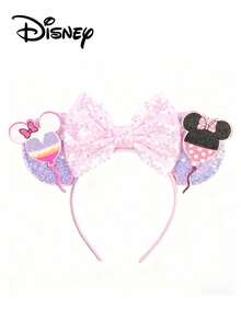 Disney 迪士尼系列米奇米妮头箍，城堡造型，粉色蝴蝶结，游乐园装饰套装，适用于迪士尼乐园、主题服装、生日派对，经典角色设计 - 彩色 - 查看 2