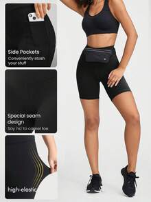 EBIOSVE 5Pcs Women Yoga Shorts With Pockets, High Waist Tummy Control Workout Shorts, Breathable Compression Athletic Shorts For Spring Summer Exercise - 5pcs - View 3