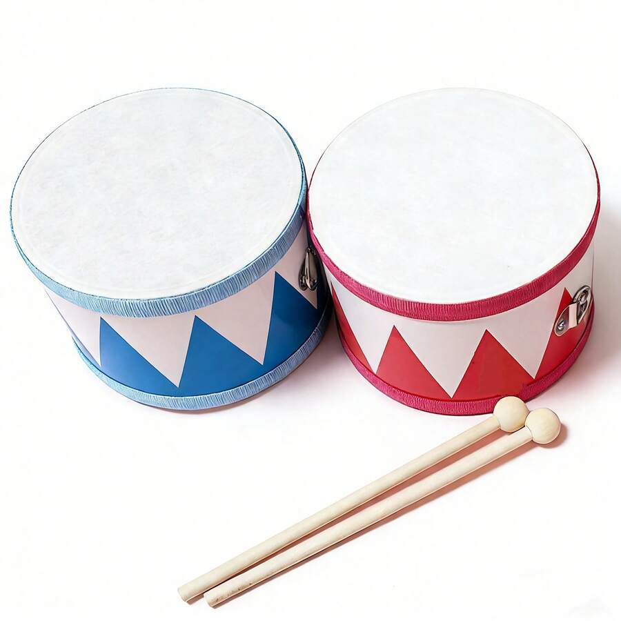 6-Inch Wooden Educational Musical Instrument Hand Drum, Adjustable Waist Belt, Suitable For Kindergarten Performance, Orff Snare Drum - Multicolor - View 1