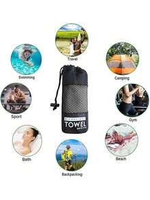 EstiloAVEDISTANTE Deportivas Toalla Microfibra Absorbente Secado Rápido Suave Compacta Ligero para Piscina Viaje Acampadas Deporte Gimnasio Yoga Pilates con Bolsa(60 * 38cm)Versión mejorada - gris - Ver 7