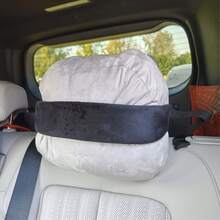 可调节旅行头枕带 - 通用型颈部支撑头带 | 聚酯海绵填充，便携式设计，适用于汽车、飞机和公路旅行