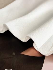 Women's Casual Simple Daily Commute Street Style Versatile Young Fashion Round Neck Straight Shoulder Metal Button White Slim Fit Short Sleeve Cardigan Top, Spring Summer - White - View 5