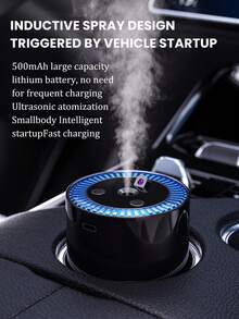 1 Set High-Value Black Car Humidifier & Essential Oil Diffuser With 6 Essential Oils, Fine Mist For Long-Lasting Fragrance, USB Ultrasonic Atomization, And Built-In LED Ambient Lighting. Compact And Portable, It's An Ideal Gift. Essential Oil Sets Available: (1 Oil Bottle + 1 Diffuser / 2 Oil Bottles + 1 Diffuser / 1 Oil Bottle). - A - View 5