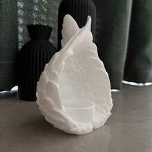 1pc Vintage Angel Wings Candle Holder, Suitable For Elegant Desktop Decoration, With Angel Wings Design, Plastic Material Candle Stand (No Need For Candle/Power) - Valentine's Day, Create A Romantic Atmosphere For Christmas, Wedding, Party, And Also As A Desktop Ornament - White - View 7
