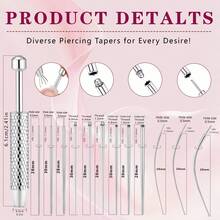 Juego de herramientas de perforación de acero inoxidable de 14G, 16G, 18G y 20G con fondo plano - Herramientas de perforación y agarre cónicas y esféricas para reemplazo de joyas, con rosca interna, externa y de Body adecuadas para oreja/nariz/ombligo/pecho/labio/ceja/lengua y otras partes - Multicolor - Ver 3