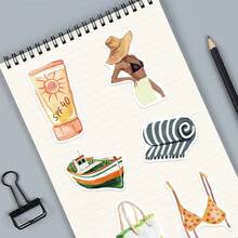 50pcs Boat Shaped Beach & Pool Stickers, Suitable For Laptop, Luggage, Scrapbook, Room Decor, DIY Graffiti Scrapbook Supplies Stationery - Multicolor - View 5