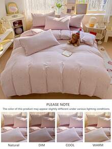 Bộ 2/3 món họa tiết sọc tím, hình trái tim, tươi tắn và dễ thương, dệt jacquard, siêu mềm, unisex, phù hợp cho ký túc xá sinh viên, ngọt ngào và đáng yêu cho nữ sinh, học sinh, bộ ga trải giường và vỏ gối mùa xuân/hè đã qua xử lý mài mòn, có các kích cỡ Twin, Full và Queen. - Màu Lilac Tím - Xem 6