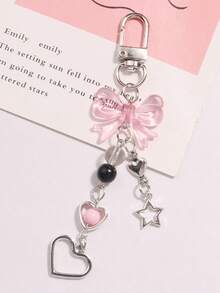 1 件甜美浪漫的 Y2K 风格女士蝴蝶结钥匙扣创意手机短链心形星星配件用于包包装饰情人节汽车配件包饰学校可爱哥特万圣节配件教师节圣诞节礼物创意包包配件挂绳带身份证夹汽车配件包饰 - 彩色 - 查看 3