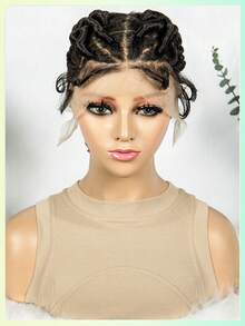 [Heat Resistant Synthetic Wig] High-Density Heat Resistant Elegant Full Lace Synthetic Wig For Women - Versatile Black Braided Style - Black - View 13