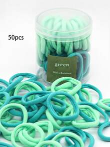 50pcs/Bottle Women's Basic High Elasticity Hair Ties, Ponytail Holders ,Hair Rubber Bands ,Scrunchies ,Hair Rope Head Accessories - Green - View 13
