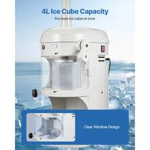 Máquina comercial para raspar hielo esponjoso, 220 lb/h, trituradora de hielo eléctrica, color blanco - 220 libras/hora - Ver 4