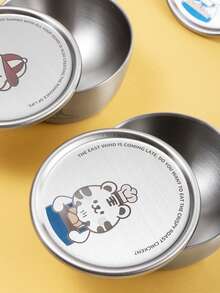 儿童304不锈钢带防尘盖餐碗，220毫升，适用于婴儿辅食、面条、汤和牛奶等餐具 - 彩色 - 查看 10