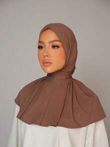 女士头巾帽，中东/阿拉伯/迪拜/土耳其穆斯林风格，纯色经典简约时尚休闲优雅，采用柔软的莫代尔丝绸混纺面料，舒适长帽檐，二合一头巾帽，适合日常生活、节日、聚会、宗教仪式等场合。 - Botton hijab - 查看 11