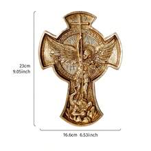 1pc Nordic Mythology Art Design Large Angel Decorative Wall Hanging, Resin Material With Gold & Silver Foil, European Vintage Angel Cross Wall Decor - Multicolor - View 12