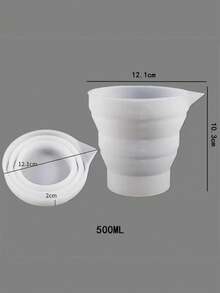 Juego de tazas de medición de silicona y resina - Tazas de mezcla plegables con escala para hacer velas, manualidades de joyería - Material de silicona duradero, fácil de limpiar - 250ML/500ML - Blanco - Ver 13