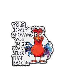 1PC Funny Rooster Enamel Pin - "Your Crazy Is Showing" Backpack Badge, Red & Design, DTVSMARTSHOW Novelty Brooch For Backpacks, Bags - Multicolor - View 12