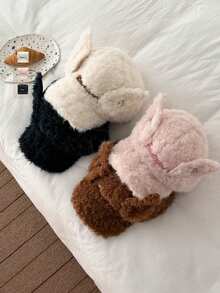 1pc Angel Button Plush Baseball Cap, Cute Angel Wings Design, Soft Fuzzy, Versatile, Suitable For Women In Winter, Atmosphere, Large Head Circumference, New Style Cute Angel Wings Fuzzy Snapback Hat, Autumn/Winter, Letter Print, Small Face, Baseball Cap - Wings, Buttons, Plush - View 1