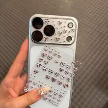 镜头保护膜+豹纹爱心贴纸，兼容苹果17 Pro Max/17 Pro，相机镜头保护膜玻璃盖，为您的手机提供时尚保护。手机装饰