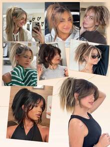 1pc Fluffy Straight Hair Bun Extension With Elastic Band, Available In Black, Brown, Golden, Soft & Voluminous, Suitable For Daily Wear - Multicolor - View 7