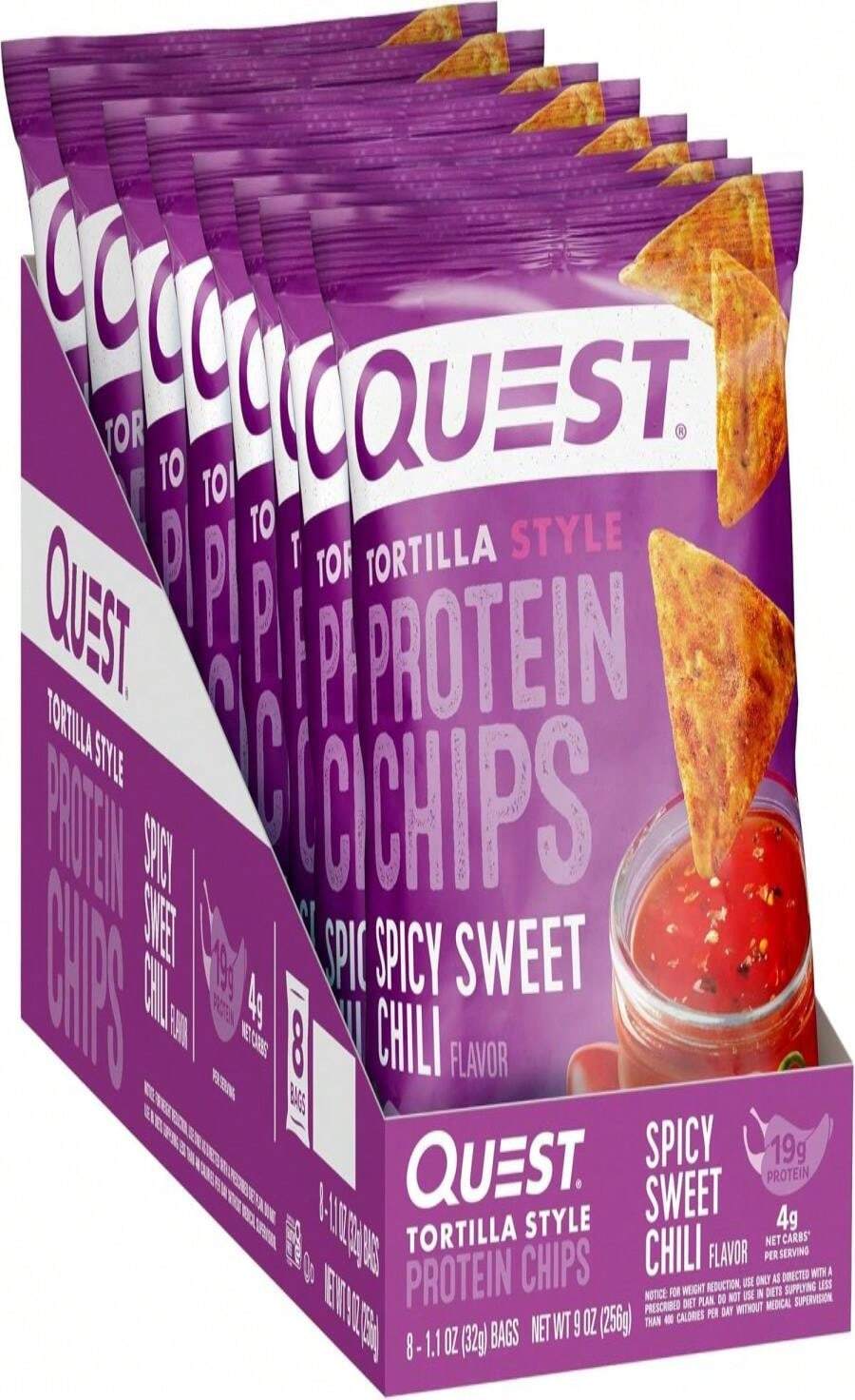 Quest Nutrition Spicy Sweet Chili Tortilla Chip, 19g Protein, 4g Net Carb, Low Carb, Gluten Free, 1.1 Oz 4 Count - Color15 - 查看 1