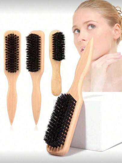 1pc,Boar Bristle Hair And Beard Brush For Men And Women - Unscented Mane Bristle Professional Barber Styling Brush For Thick/Thin Hair, Fade And Clipper Cleaning Comb, Slick Back Smoothing Tool, Back To School, Travel Holiday Essentials, Hair Accessories For Women, Brush, Detangling Brush