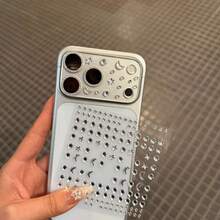 苹果 17 Pro Max/17 Pro 奢华闪亮水钻 3D 爱心相机镜头贴膜 - 精致哑光保护膜，星月图案，防刮钢化膜，银色镜头贴膜 - 銀細閃鏡頭膜+貼紙 - 查看 2