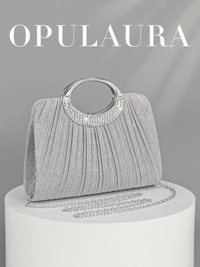 OpulAura Women's Fashion Sparkling Crystal Rhinestone Evening Clutch Bag, Glittering Luxury Diamond Studded Formal Dress Purse, Suitable For Gala, Party, Birthday, Wedding As Bridal Clutch