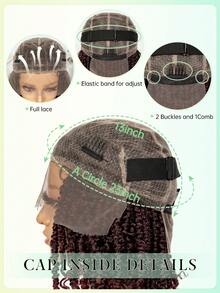 辫子假发 非洲卷发辫子假发 合成蕾丝假发 初学者友好型耐热假发 女士 - 酒紅色 - 查看 10