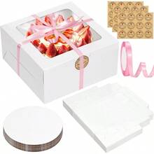 26pcs 8x8x4 Ihes Cake Bes  Bakery Bes  Bread Bes With Windows For Pastries Cupca Cookies Pie Muffins And Donuts - trắng - Xem 1