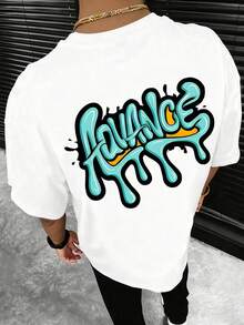 标语青少年男童休闲时尚创意简约图案T恤，适合夏季儿童和青少年穿着。 - 白色 - 查看 1