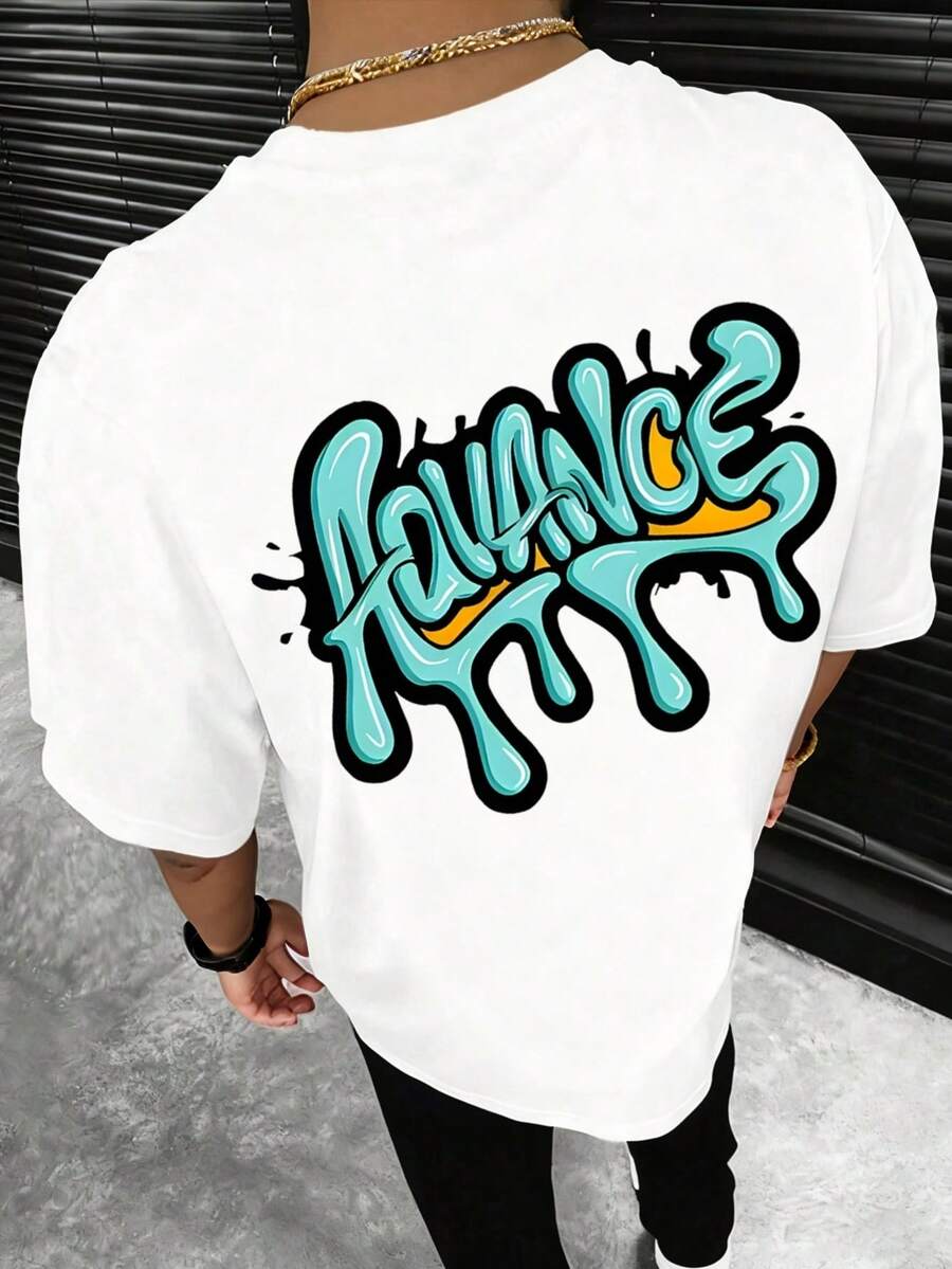 标语青少年男童休闲时尚创意简约图案T恤，适合夏季儿童和青少年穿着。 - 白色 - 查看 1