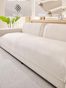 1件装奢华雪尼尔沙发垫套，现代简约时尚防尘防滑沙发座垫，可水洗，适用于卧室、办公室、客厅组合，L型沙发和1/2/3/4座沙发 - 米色 - 查看 2