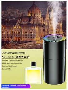 1 Set High-Value Black Car Humidifier & Essential Oil Diffuser With 6 Essential Oils, Fine Mist For Long-Lasting Fragrance, USB Ultrasonic Atomization, And Built-In LED Ambient Lighting. Compact And Portable, It's An Ideal Gift. Essential Oil Sets Available: (1 Oil Bottle + 1 Diffuser / 2 Oil Bottles + 1 Diffuser / 1 Oil Bottle). - A - View 20