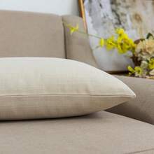 Jeanerlor Faux Lined Linen Decorative Throw Pillow Case 24x24 Inch Cushion Sham For Teens/Adults Square (60 X 60 Cm), Light Linen - Vải lanh nhẹ - Xem 5