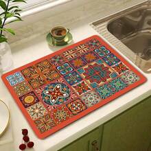 1pc Vintage Pattern Coffee Machine Mat/Placemat, Suitable For Kitchen Countertop, Coffee Bar, Dining Table And Other Home Decor - As Shown - View 18