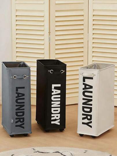 1 pieza Cesta de lavandería plegable pequeña/grande, cesto de lavandería plegable, caja de almacenamiento, adecuado para cuarto de lavado, dormitorio, decoración de sala de estar, cesta de lavandería estrecha con ruedas, caja de almacenamiento de ropa plegable para rincón