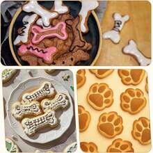 4 Khuôn cắt bánh quy hình xương bằng thép không gỉ, Khuôn hình xương làm đồ ăn vặt cho thú cưng, Thích hợp để nướng bánh quy trong bếp - Bạc - Xem 8