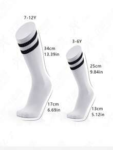1 Pair Children's Knee-High Striped Sports Socks, Professional Long Soccer Socks, Made Of Polyester Knit Fabric, Suitable For Outdoor Sports And Daily Wear For 3-12 Years Old Kids - Multicolor - View 8