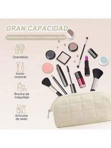 Cosmetiquera Para Maquillaje, Bolsa De Maquillaje Grande, Cosmetiquera De Viaje, Bolsa De Tocador Neceser Portátil, Neceser Mujer Para Viaje, Bolsa De Lavado Impermeable Por Viaje Portátil - lechoso - Ver 5