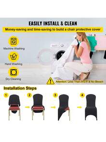 50Pcs 100Pcs Arched Chair Covers Spandex Black Or White Folding Kitchen Chairs Cover Universal Washable Slipcovers Protector Removable Chair Seat Covers For Wedding Party Dining Room Banquet Event - Black - View 6