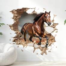 2pcs Creative Decorative Stickers, Horse And Tractor Pattern Decoration Self-Adhesive And Removable PVC Wall Sticker, Home Wallpaper For Bedroom, Living Room And Hallway, Wall Decoration Paper, Home Decoration - Multicolor - View 2